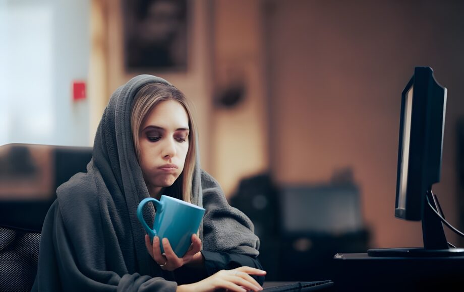 Woman covered in a blanket